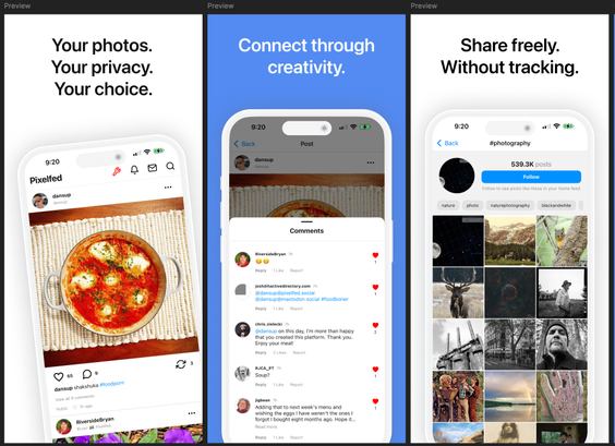 Pixelfed app store app preview design #3