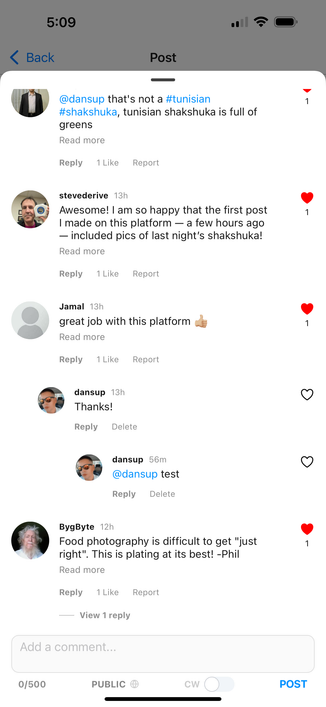 Pixelfed app comments sheet