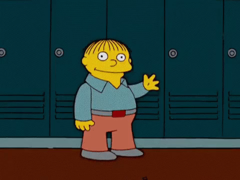 Ralph Wiggum from The Simpsons waving hello