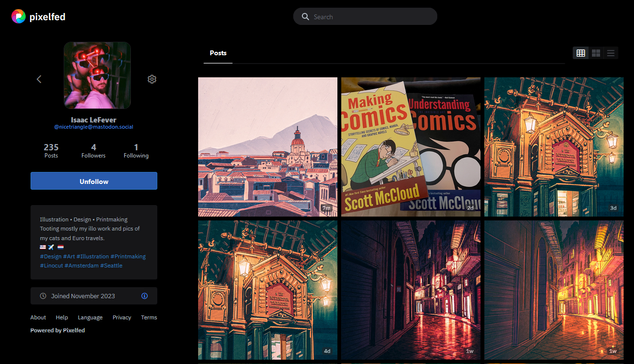 Following a mastodon account from pixelfed