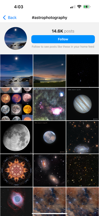 Pixelfed mobile app hashtag screen