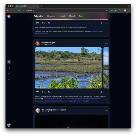 Pixelfed Metro25 UI - Dark mode