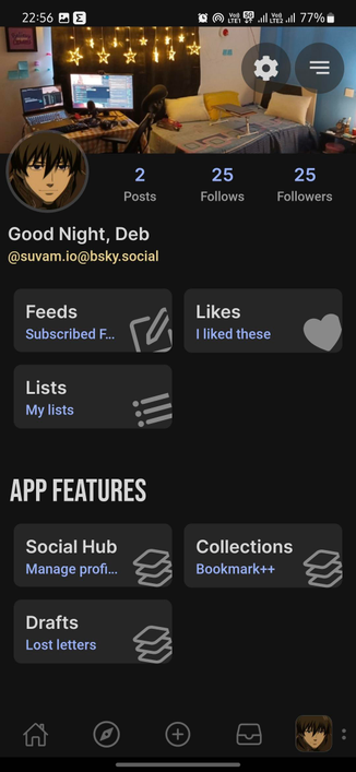 App screenshot showcasing Bluesky and feeds support