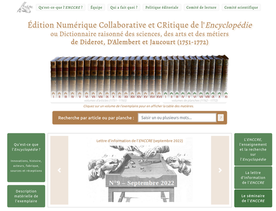 Page d'accueil du site de l'ENCCRE http://enccre.academie-sciences.fr.
