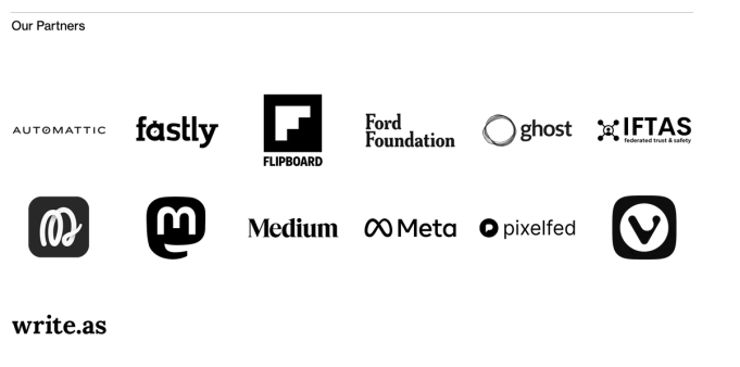 Liste des partenaires, dont Meta, Vivaldi au coté de ... Mastodon & Pixelfed