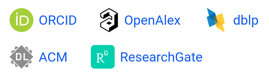 ORCID, OpenAlex, dblp, ACM, ResearchGate