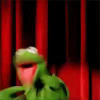 Innostunut Kermit muppetista