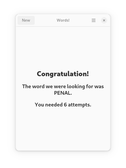 Screenshot of "Words!"