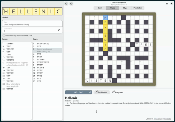 Screencast of "Crosswords"