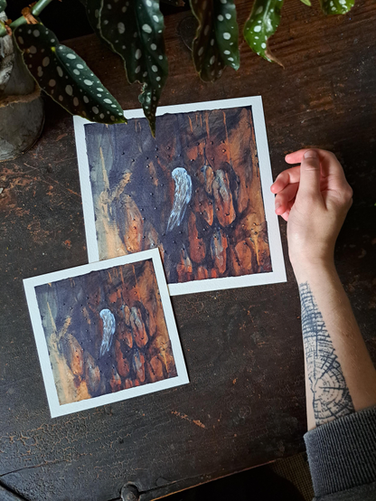 Two fine art prints of a tree bark painting