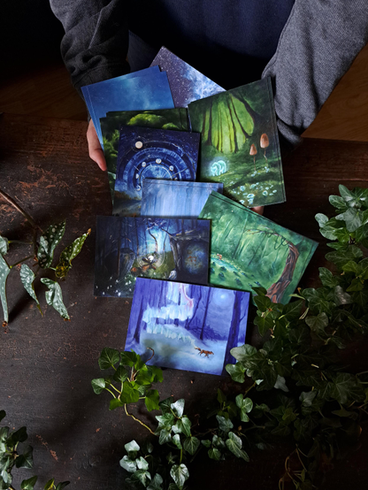 A bundle of nine different illustrated fantasy themed postcards