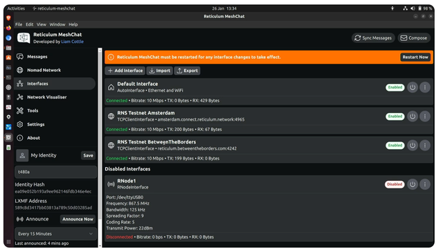 screenshot from video showing the menu used to access the parts of the nomad network 