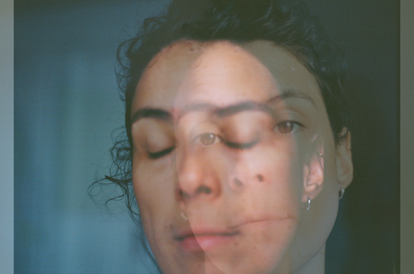 Self portrait, double exposition shot on film 