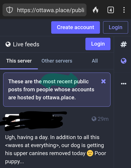 ottawa.place popup on main timeline says:

These are the *most recent* posts … 

(emphasis mine).