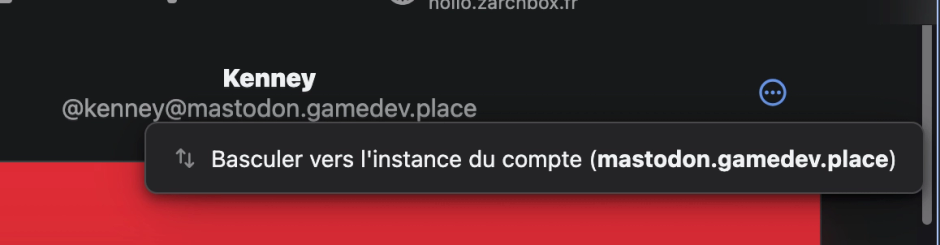 Bouton permettant de charger le profil depuis l'instance distante en restant sous Phanpy.