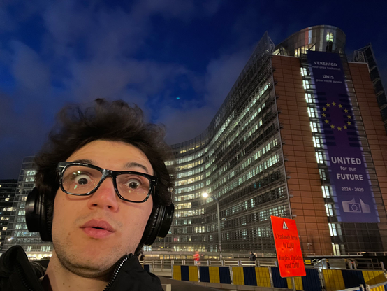 Selfie of me in front of the European Commission’s headquarters in Brussels.