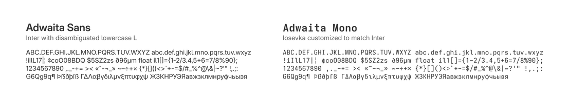 Sample text showing the new adwaita sans font