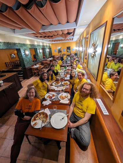 A bunch of tired but happy FOSDEM staffers