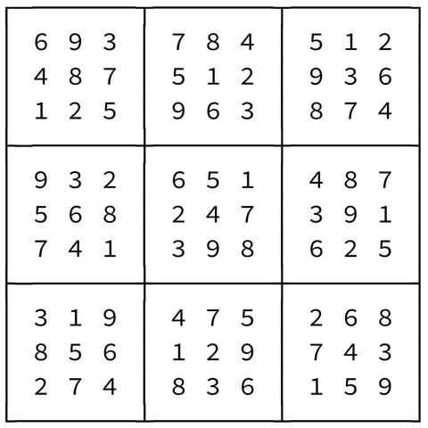 a completed Sudoku puzzle