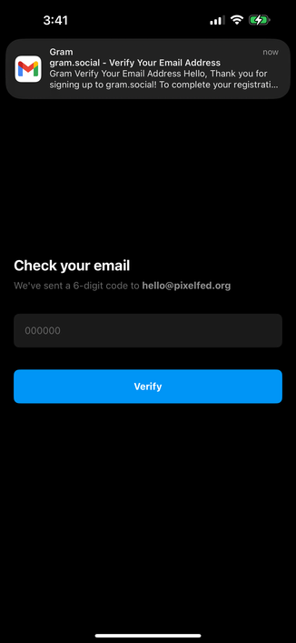 Pixelfed in-app registration