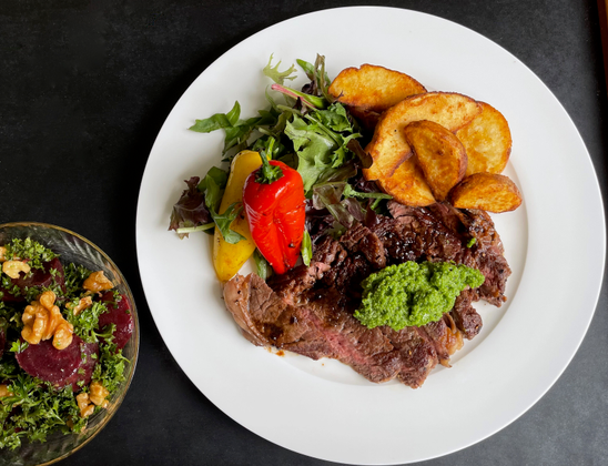 Beef Steak Soy-Butter Sauce & Parsley Pesto Relish