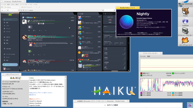 Haiku R1/beta5上にインストールされたIceweaselでMisskeyを開いている様子のスクリーンショット