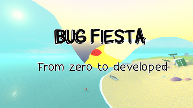 Preview image for Bug Fiesta's video called 'Bug Fiesta: From zero to developed', in which you can observe a splitted image, half of the image with the first previews of the development process and the other half with an image of the finished process.