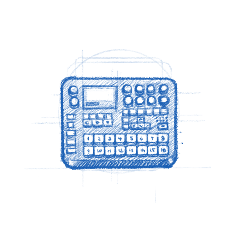 Drum Machine app icon sketch. Well it's more of a Digitakt 2 rendition than an actual icon with correct amount of detail.