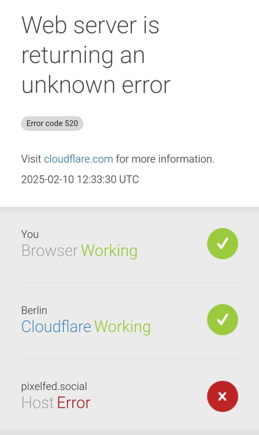 Web server is returning an unknown error Error code 520

