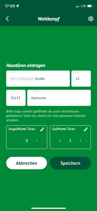 Screenshot of mobile app showing a form where address information could be added