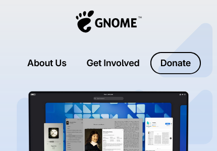 Screenshot of the GNOME website (mobile version), with the foot logo on the top.