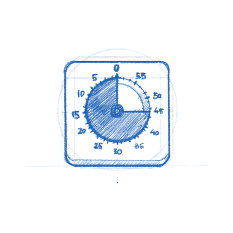 Exercise Timer app icon sketch. (an egg timer)