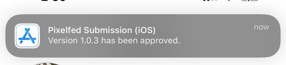 Notification that says our new app version has been approved