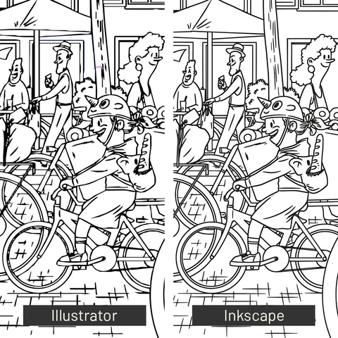An image showing the black&white tracing result through both Adobe Illustrator and Inkscape. 
The left image is all jagged, and lacks both precision and clarity. The right image, produced with Inkscape looks almost like the original.