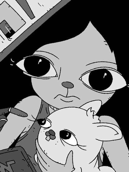 Person holding a rabbit. A computer wants to touch the rabbit.