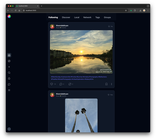 new pixelfed webUI in dark mode