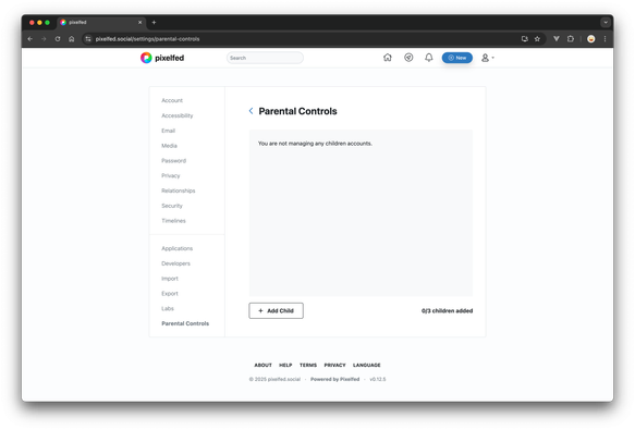 Pixelfed Parental Controls