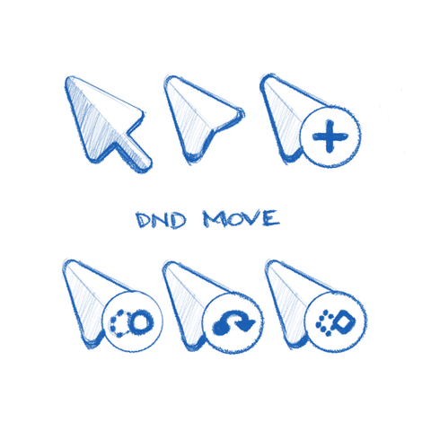 Sketch exploring drag and drop move operation cursors.
