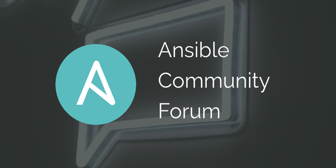 Ansible Community Forum banner with the Ansible logo and a speech/discussion symbol in the background.