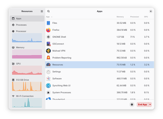Screenshot of "Resources"