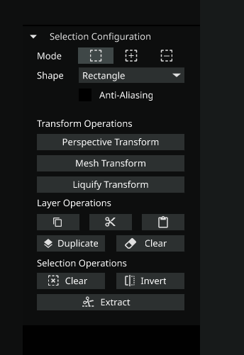 user interface mockup about a selection tool and some quick actions that can be done with a selection