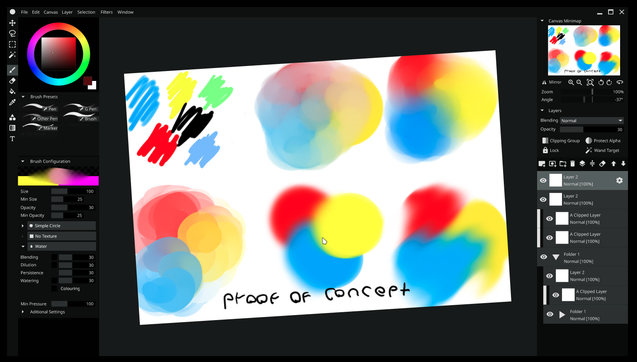 user interface mockup of a new painting program