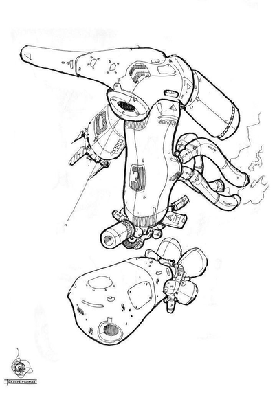 Scifi pen sketch on paper