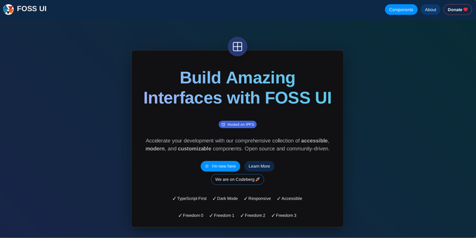 A screenshot of the home page of my react ui library
