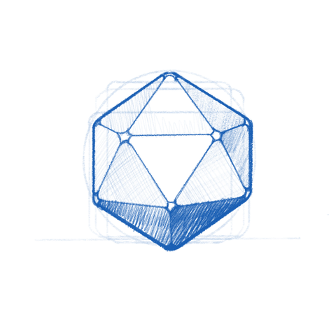 Poliedros app icon sketch.