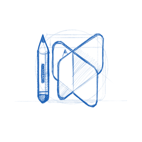 Reflection app icon sketch.