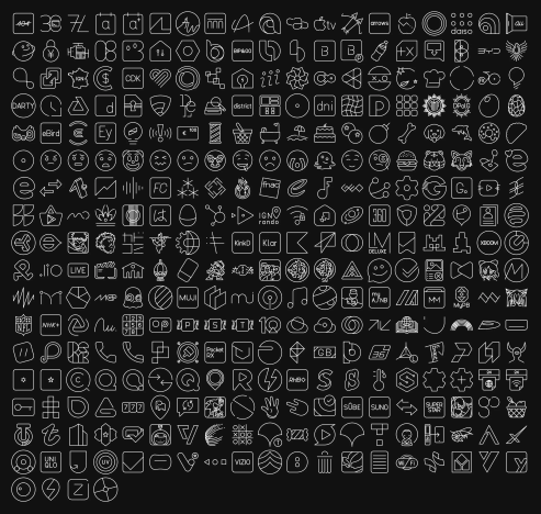 A screenshot of all the new icons inside Arcticons