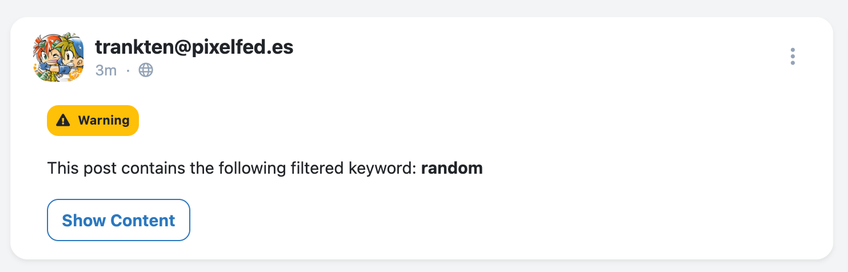 Pixelfed keyword filters
