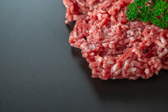 Raw hamburger meat