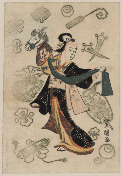 Otsu-e of a dancing maiden.

Image thanks - https://ukiyo-e.org/
